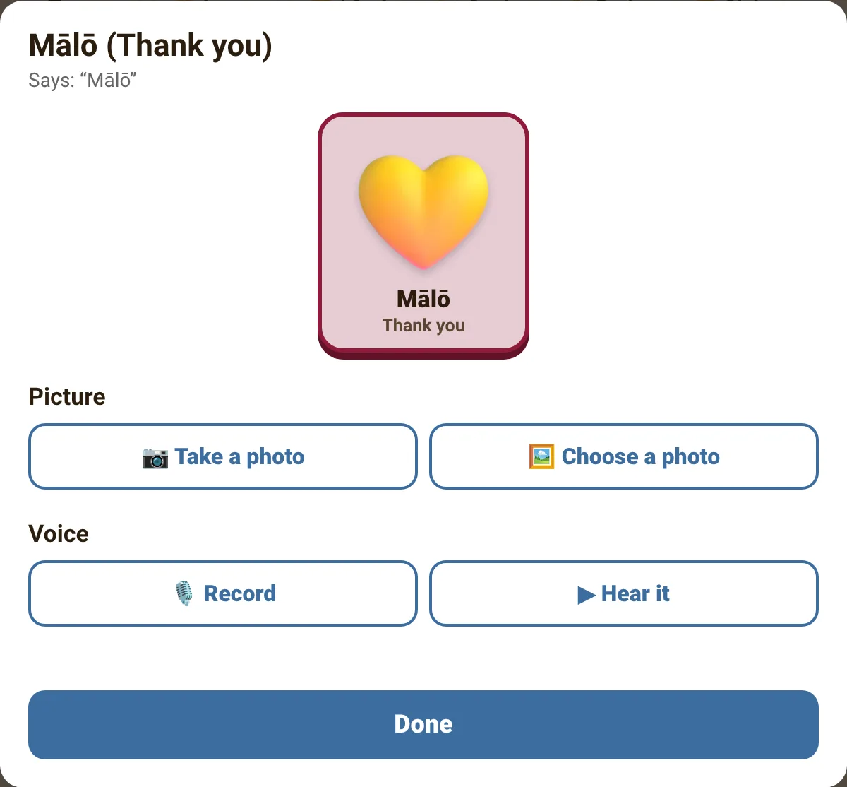 Changing the photo and voice of one picture