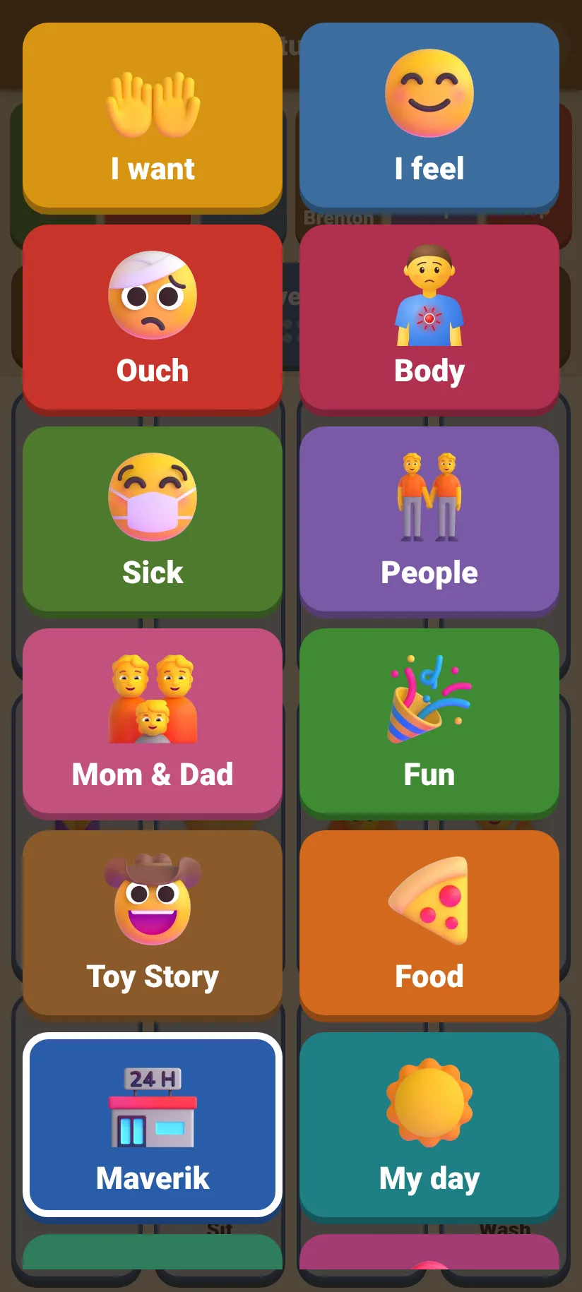 All pages shown as buttons