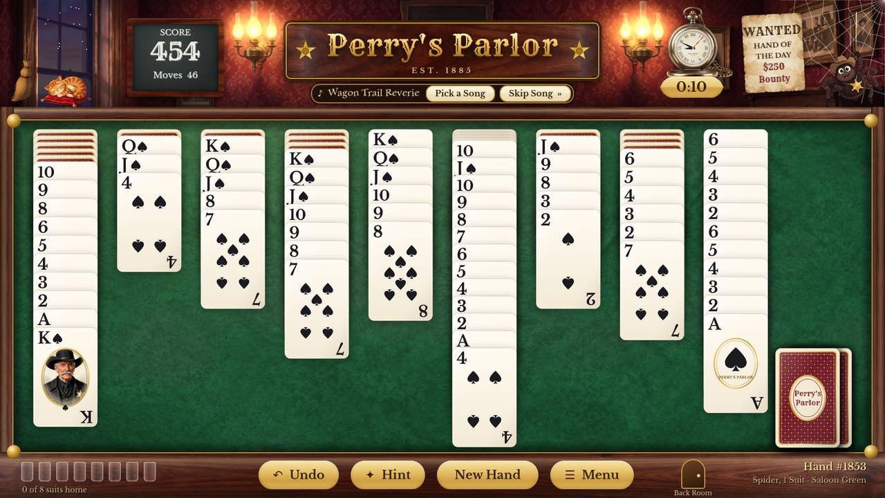 Perry's Parlor game showing the Old West saloon and green felt card table
